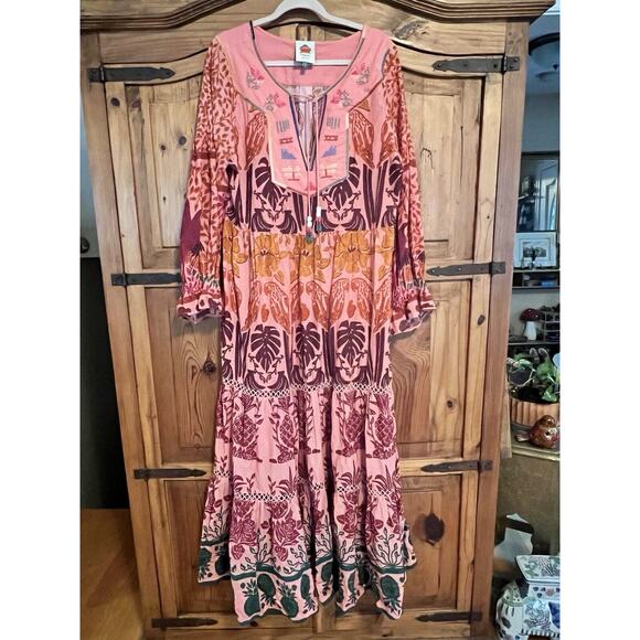 FARM RIO AINIKA MACAW MAXI DRESS Size LARGE - Picture 4 of 9